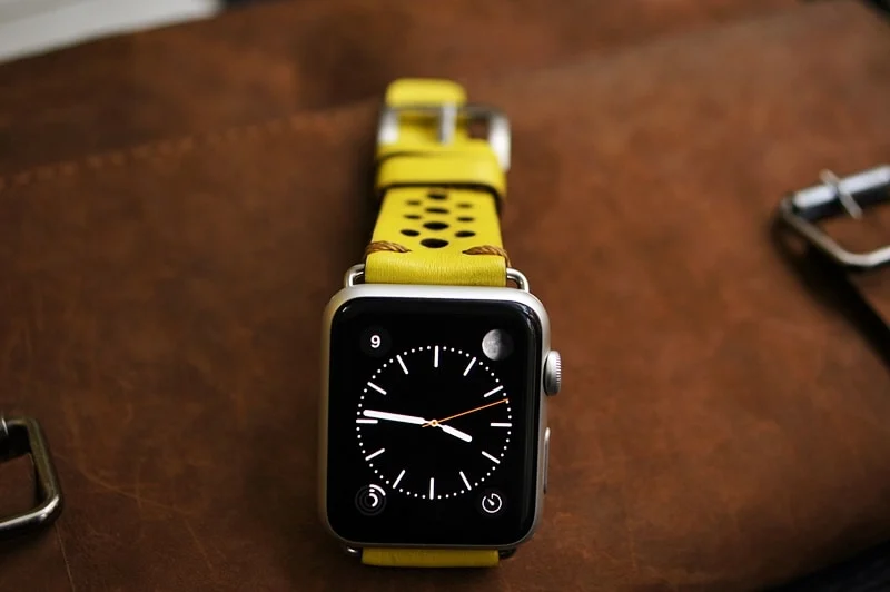 AWBF24-D11-GOLD handgefertigt Vintage Leder Uhrenarmband incl. Lugs Adapter für Apple Watch 1 und 2 (oder Apple Watch Sport) 42mm oder 38mm – Bild 3